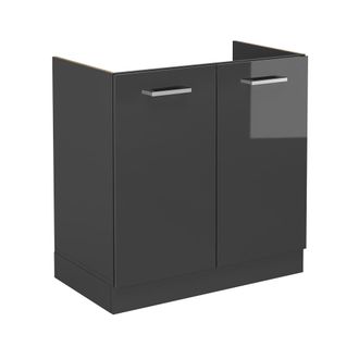 Vicco Armario Bajo Para Fregadero R-line, Antracita Alto Brillo, 80 Cm Sin Encimera Vicco