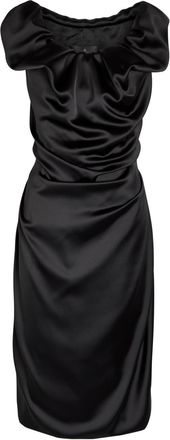 Vivienne Westwood Ginnie Amber Draped Satin Midi Dress - Black - 44 (UK12 / M)