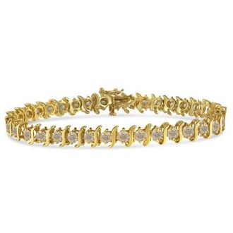 House of Brilliance 10K Yellow Gold Plated Silver 7.0 cttw 2-Prong Set Diamond S Link Bracelet at Nordstrom