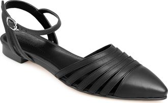Journee Collection Dexie Strappy Pointed Toe Flat in Black at Nordstrom Rack, Size 8.5