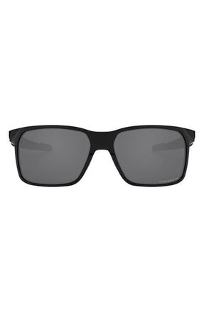 Oakley Portal 59mm Polarized Square Sunglasses in Polished Black/Prizm Black at Nordstrom