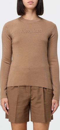 Max Mara Maglia girocollo slim fit in pura lana vergine con logo tono su tono