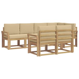 vidaXL Conjunto De Sof&aacute;s De Exterior Con Coj&iacute;n 7 Pcs Y Beige Poli&eacute;ster Vidaxl