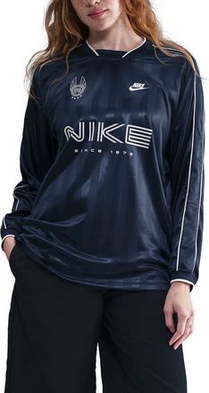 Nike Dri-FIT Oversize Printed Top in Midnight Navy/Red at Nordstrom, Size Xx-Large