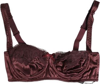 Dolce & Gabbana Womens Burgundy Silk Underwired Balconette Bra Underwear Elastane Clothing