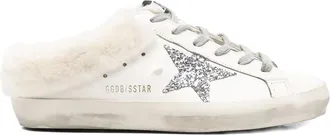 Golden Goose Sabot Leather Glitter Star Sneakers