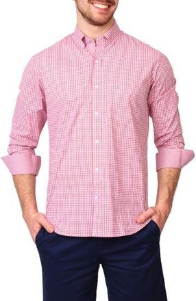 Tailorbyrd Gingham Stretch Cotton Button-Up Shirt in Sunwashed Red at Nordstrom Rack, Size Xx-Large