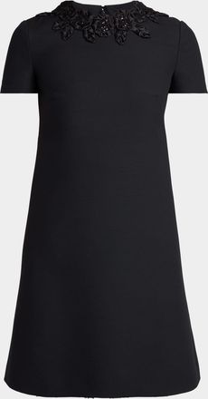 Valentino Garavani Rose Embroidered Short-Sleeve Mini Dress