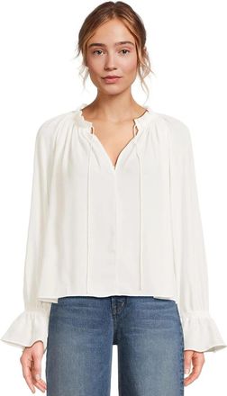 Madewell Womens Madewell Nayla Boho Top Winter White Split Tie Neck Blouse GBO1284