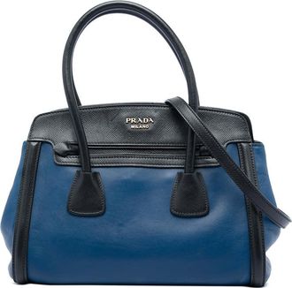 Prada Pre-owned Prada Bicolor Saffiano Trimmed City Calf Double Zip Satchel Ladies QH5BE0ZN5CU3797Q