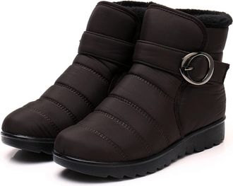 Generic Warm Snow Boots Women - Winter Boots For Women Outdoor Flat Walking Shoes Thermal Anti-Slip Athletic Shoe Fur Lined Thermal Short Ankle Booties Slip O