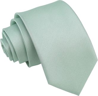 DQT Mens Plain Shantung Wedding Formal Slim Tie - Dusty Green