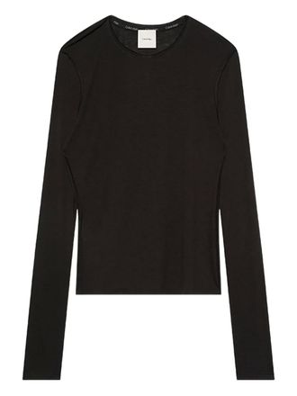 Calvin Klein long-sleeve T-Shirt - women - Lyocell/Wool - S - Black