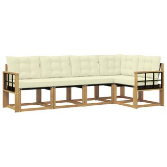 vidaXL Conjunto De Sof&aacute;s De Exterior Con Coj&iacute;n 5 Pcs Blanco Y Crema Vidaxl