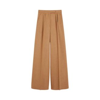 Max Mara Ori Wide Broeken - Dames - Broeken - Bruin - Maat: XS Wol