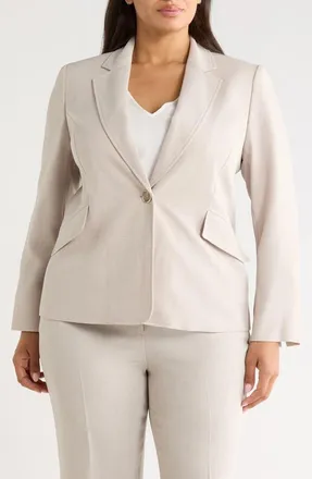 Kasper Pebble Crepe Two-Button Blazer in Summer Straw at Nordstrom, Size 18W