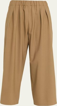 Maria McManus Pleated Wide-Leg Crop Pull-On Trousers