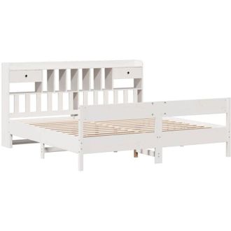 vidaXL Bookcase Bed without Mattress White 180x200cm Super King Solid Wood Pine Vidaxl