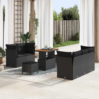 vidaXL Vidaxl - Conjunto De Sof&aacute; De Jard&iacute;n 8 Pcs Negro 90 X 55 X 71 Cm