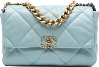 Chanel 2021-2025 Large Lambskin 19 Flap satchel - Blu