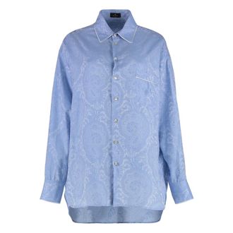 Etro Dames, Blouses & Shirts, Blauw, Maat: S Katoen