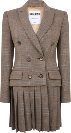Moschino Elegante Jas met Geplooide Rok - Dames - Blazers - Veelkleurig - 2XL - Wol - Jassen
