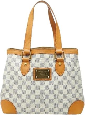 Louis Vuitton Pre-owned Tote Bags, female, White, Size: ONE SIZE Pre-owned Hampstead PM Damier Azur Handbag