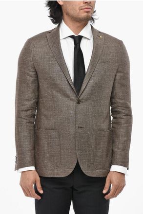 Corneliani CC COLLECTION Linen-Blend Blazer RIGHT With Patch Pockets size 50