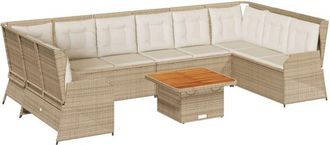 vidaXL Set De Muebles De Jard&iacute;n Y Cojines 7 Pzas Rat&aacute;n Sint&eacute;tico Beige Vidaxl