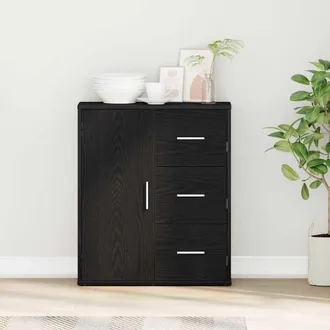 vidaXL Credenza Rovere Nero 60 X 31 X 70 Cm Legno Multistrato - Vidaxl