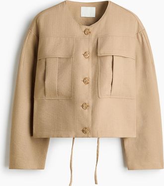 H&M Kragenlose Jacke - Beige