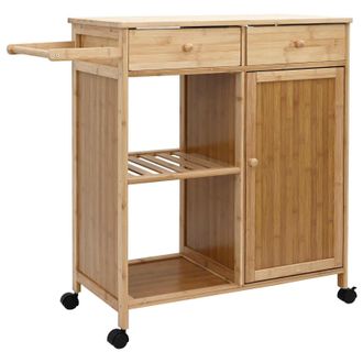 vidaXL Carrito De Cocina Con Ruedas Natural 90,5 X 36 X 86,5 Cm Bamb&uacute; Vidaxl