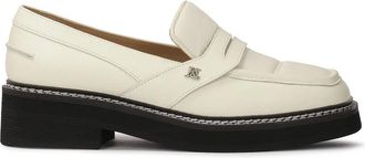 Kazar Off-white leren halfschoenen met zwarte zool - Dames - Loafers - Wit - 41 EU - Leer - Schoenen