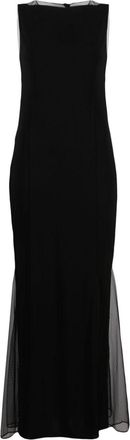 Helmut Lang sheer-panelled flared dress - women - Viscose/Polyester/Spandex/Elastane/Polyester - 8 - Black