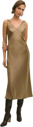 Brooks Brothers Satijnen Slip Dress - Dames - Casual kleedjes - Geel - 2XS - Satijn - Kleedjes