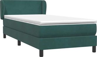 vidaXL Cama Box Spring Con Colch&oacute;n Terciopelo Verde Oscuro 90x210 Cm Vidaxl