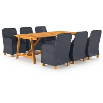 vidaXL 7 Pcs Dining Set Para Jard&iacute;n Gris Oscuro