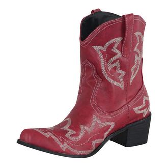 Generic Wide Fit Cowboy Ankle Boots for Women Classic Embroidery Pointed Toe Western Cowboy Boots Western Style Low Heeled Cowboy Ankle Boots with Zipper Warm