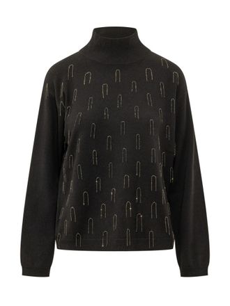Fabiana Filippi Black Embellished Turtle Neck Sweater