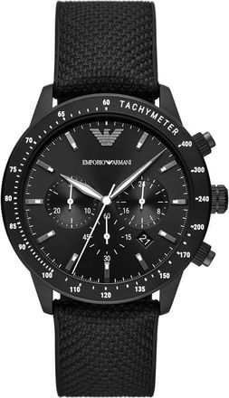 Emporio Armani Quartz Chronograph Nylon Strap Watch, 43mm in Black at Nordstrom Rack