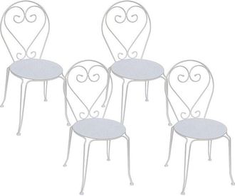 Vente-Unique Conjunto de 4 sillas para jard&iacute;n de metal estilo hierro forjado - Blanco - GUERMANTES
