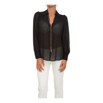 Elisabetta Franchi Dames, Blouses & Shirts, Zwart, Maat: L Poliester
