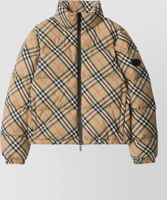 Burberry checked puffer parka coat