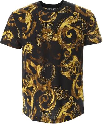 Versace Jeans Couture Barok Waterverf T-shirt - Heren - T-shirts - Veelkleurig - 2XL - Katoen - Tops