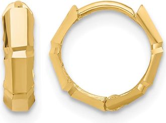 Diamond2Deal 14K Yellow Gold Polished and Diamond-cut Huggie Hoop Earrings