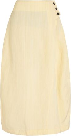 STUDIO NICHOLSON Wrapped Effect Woven Cotton Midi Skirt - Off White - 12 (UK12 / M)
