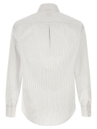 Brunello Cucinelli Vertical-Striped Cotton Shirt - Blue