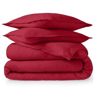 Bare Home 100% Cotton Flannel Duvet Cover & Sham Set in Red at Nordstrom, Size California King