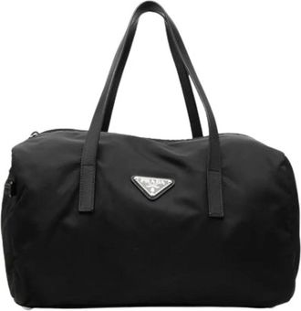 Prada Pre-owned Weekend Bags, female, Black, Size: ONE SIZE Pre-owned Vintage Nylon Handbag