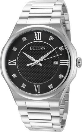 Bulova Classic Quartz Crystal Black Dial Mens Watch 96D156